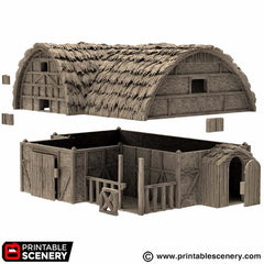 Medieval Country Stables - King and Country, DnD, Pathfinder, 15mm, 28mm, 32mm, wargaming terrain, catter scenery D&D village-6