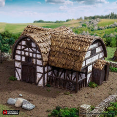 Medieval Country Stables - King and Country, DnD, Pathfinder, 15mm, 28mm, 32mm, wargaming terrain, catter scenery D&D village-1
