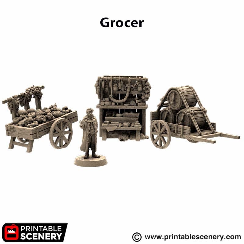 The Grocer - King and Country, DnD 5E, Pathfinder 2E 15mm, 28mm, 32mm, wargaming terrain, scatter scenery, D&D village town-6