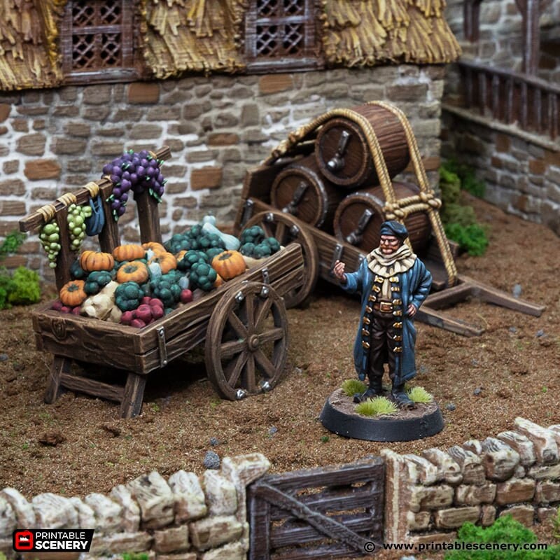 The Grocer - King and Country, DnD 5E, Pathfinder 2E 15mm, 28mm, 32mm, wargaming terrain, scatter scenery, D&D village town-1