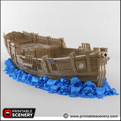 The Sloop - The Lost Ships, DnD 5E, Pathfinder 2E 15mm, 28mm, 32mm, wargaming terrain, scatter scenery, D&D age of sail, pirate-6