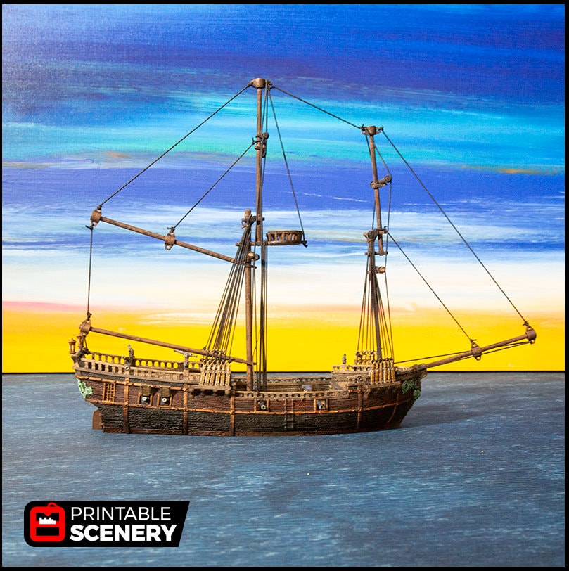 The Brig - The Lost Ships, DnD 5E, Pathfinder 2E 15mm, 28mm, 32mm, wargaming terrain, scatter scenery, D&D age of sail, pirate-1