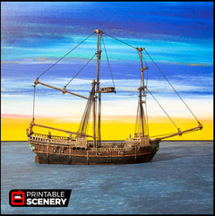 The Brig - The Lost Ships, DnD 5E, Pathfinder 2E 15mm, 28mm, 32mm, wargaming terrain, scatter scenery, D&D age of sail, pirate-1