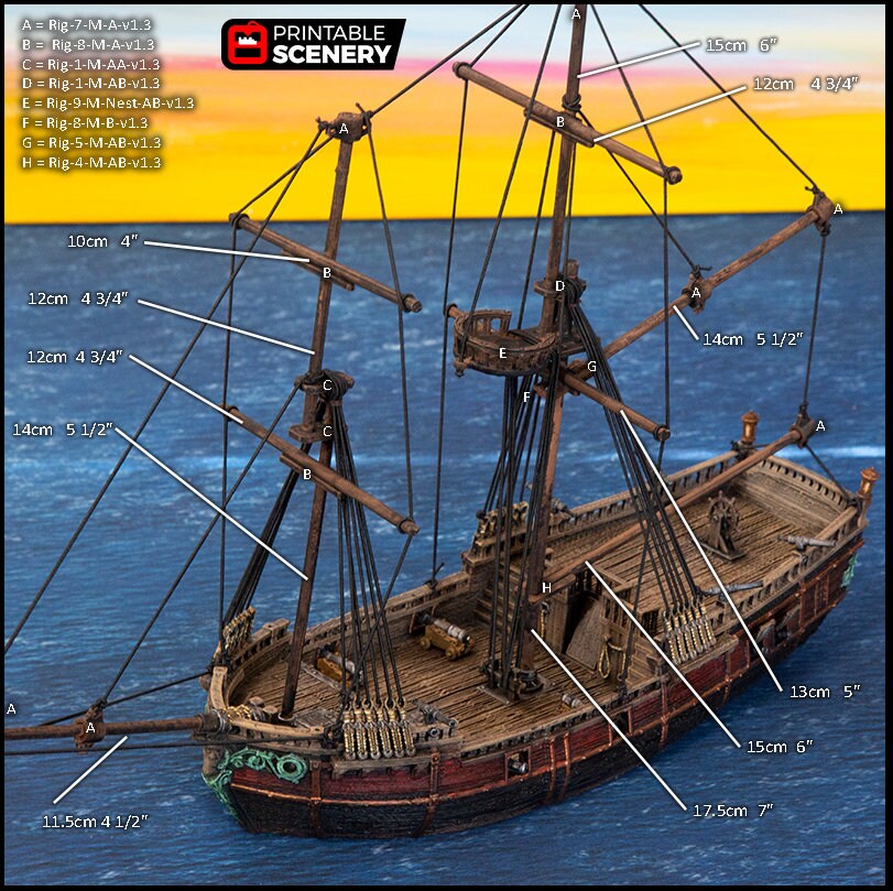 The Brig - The Lost Ships, DnD 5E, Pathfinder 2E 15mm, 28mm, 32mm, wargaming terrain, scatter scenery, D&D age of sail, pirate-8