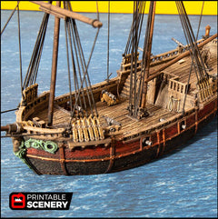 The Brig - The Lost Ships, DnD 5E, Pathfinder 2E 15mm, 28mm, 32mm, wargaming terrain, scatter scenery, D&D age of sail, pirate-2