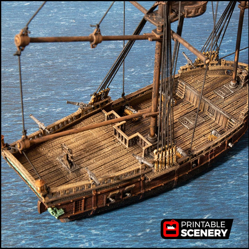 The Brig - The Lost Ships, DnD 5E, Pathfinder 2E 15mm, 28mm, 32mm, wargaming terrain, scatter scenery, D&D age of sail, pirate-3