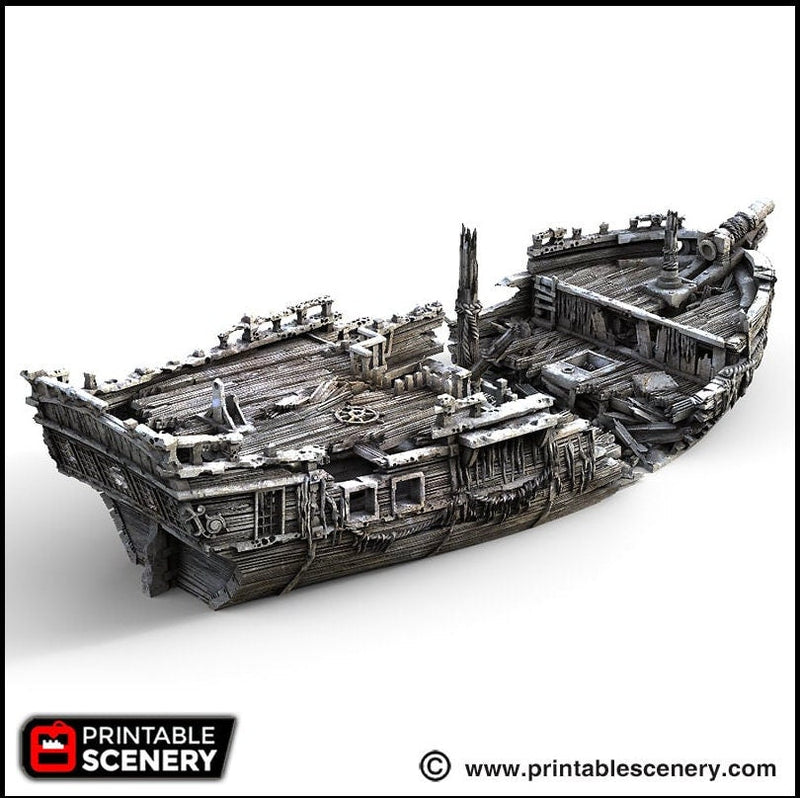 The Wreck - The Lost Ships, DnD 5E, Pathfinder 2E 15mm, 28mm, 32mm, wargaming terrain, scatter scenery, D&D age of sail pirate-3