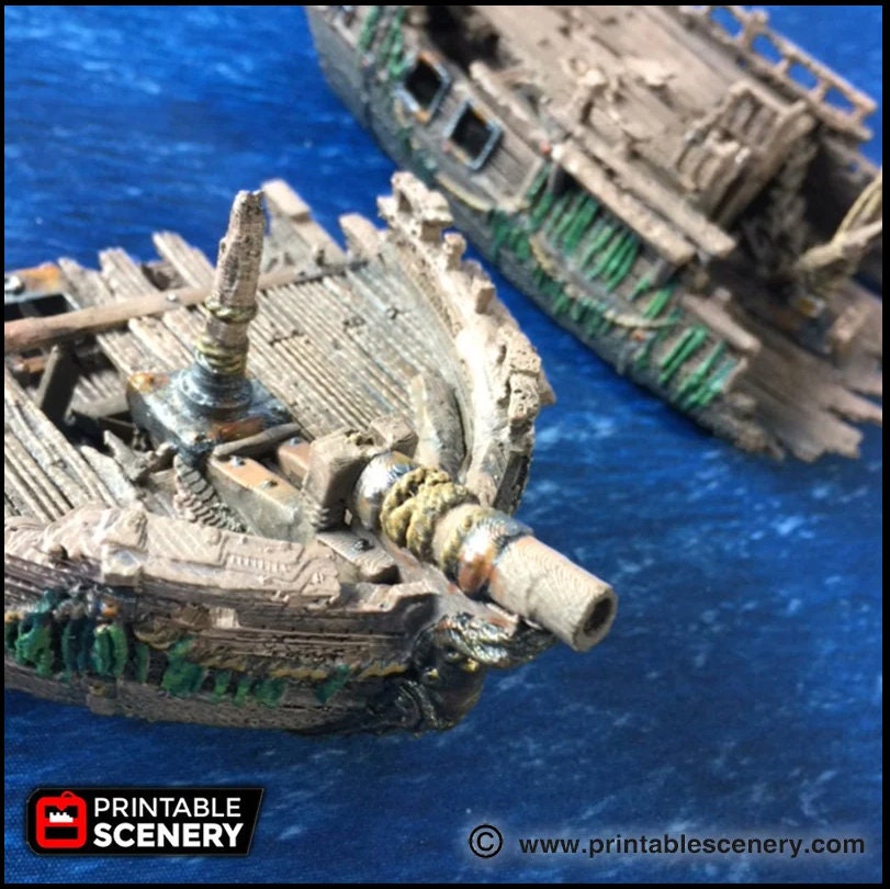 The Wreck - The Lost Ships, DnD 5E, Pathfinder 2E 15mm, 28mm, 32mm, wargaming terrain, scatter scenery, D&D age of sail pirate-6