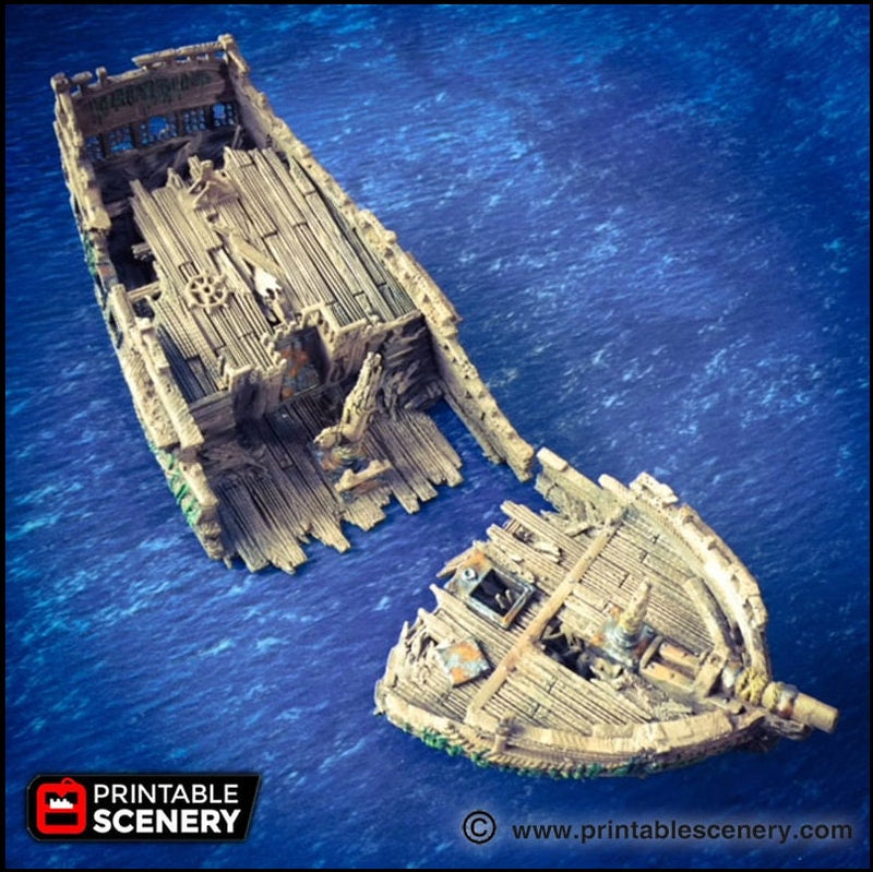 The Wreck - The Lost Ships, DnD 5E, Pathfinder 2E 15mm, 28mm, 32mm, wargaming terrain, scatter scenery, D&D age of sail pirate-1