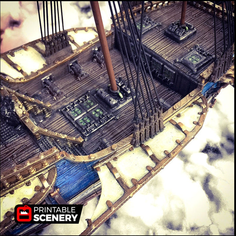 Flying Frigate - The Lost Ships, DnD 5E, Pathfinder 2E 15mm 28mm 32mm, wargaming terrain, scatter scenery, D&D age of sail pirate-6