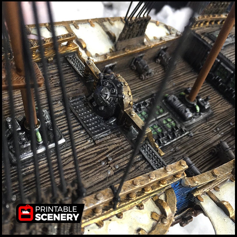 Flying Frigate - The Lost Ships, DnD 5E, Pathfinder 2E 15mm 28mm 32mm, wargaming terrain, scatter scenery, D&D age of sail pirate-5