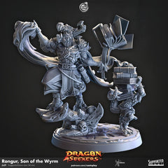 Rongur, Son of the Wyrm - CnP Dragon Seekers | DnD Miniature | Dragonborn | Wizard | Sorcerer | Warlock | Male | Magic | Lorekeeper, Library-1