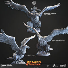Falcon Glider - CnP Dragon Seekers | DnD Miniature | Dragonborn | Eagle | Mount | Large | Flying | Bird | Pathfinder | Armored | Melee-1