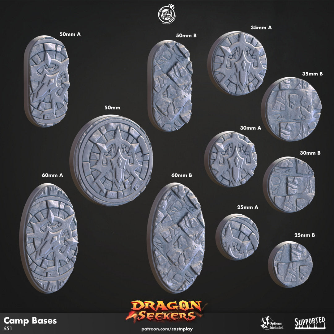 Dragon Seekers Resin Miniature Bases - CnP | DnD Miniature | 25mm | 30mm | 35mm | 50mm | 60mm, Basing | Base | Mini | Pathfinder