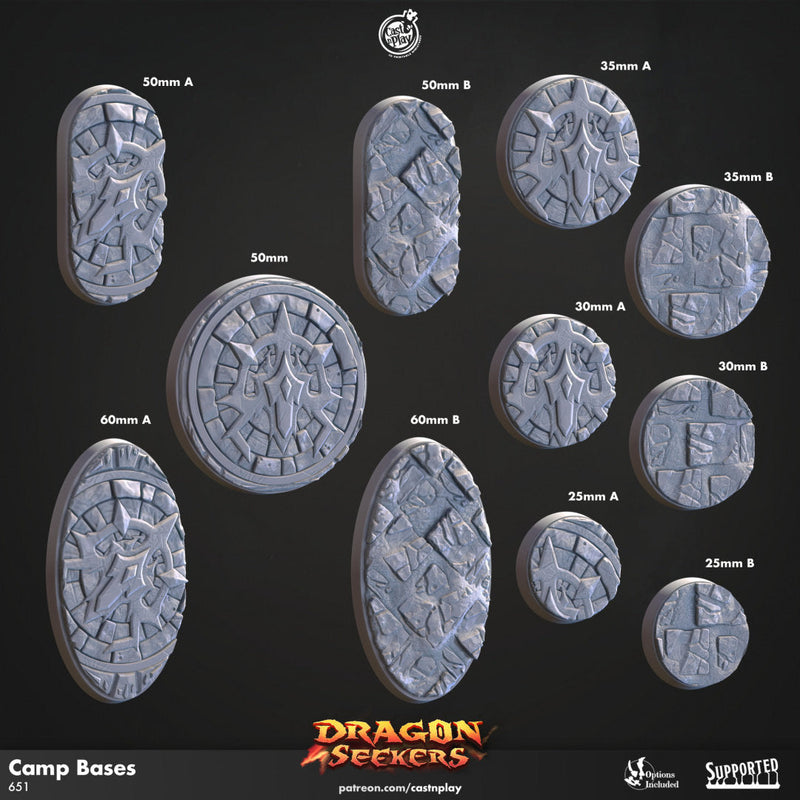 Dragon Seekers Resin Miniature Bases - CnP | DnD Miniature | 25mm | 30mm | 35mm | 50mm | 60mm, Basing | Base | Mini | Pathfinder-1