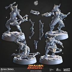 Arrow Sisters - Cast n Play Dragon Seekers | DnD Miniature | Dragonborn | Ranger | Rogue | Archer | Female | Ranged | Pathfinder | Assassin-1