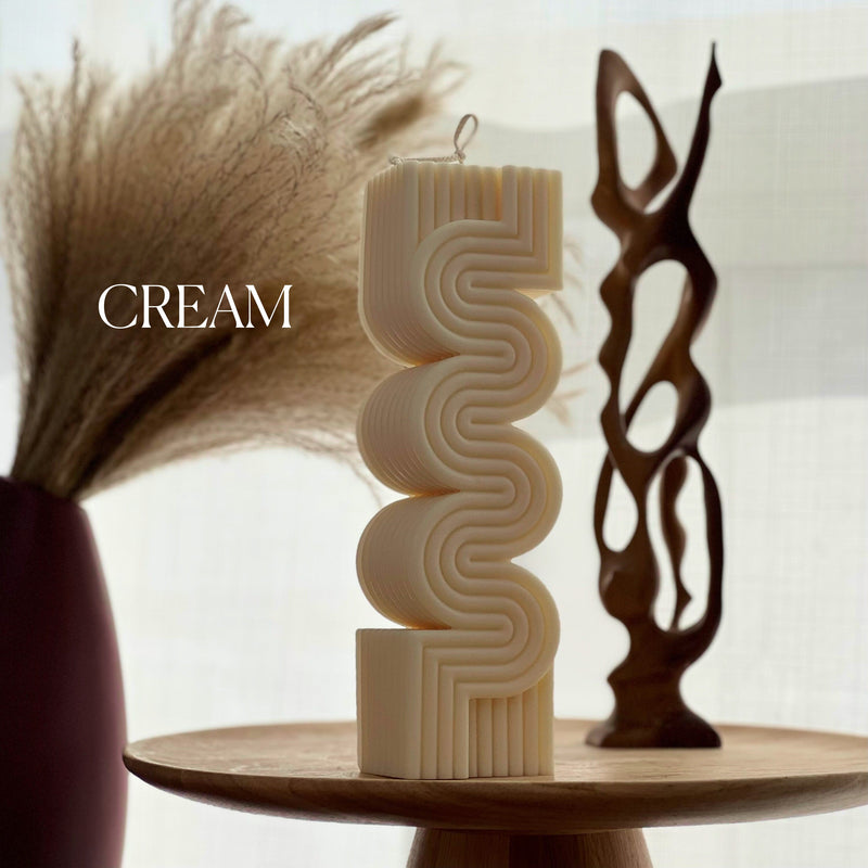 Large Ribbed Pillar Candle | Modern Soy Wax Candle, Home Decor-3