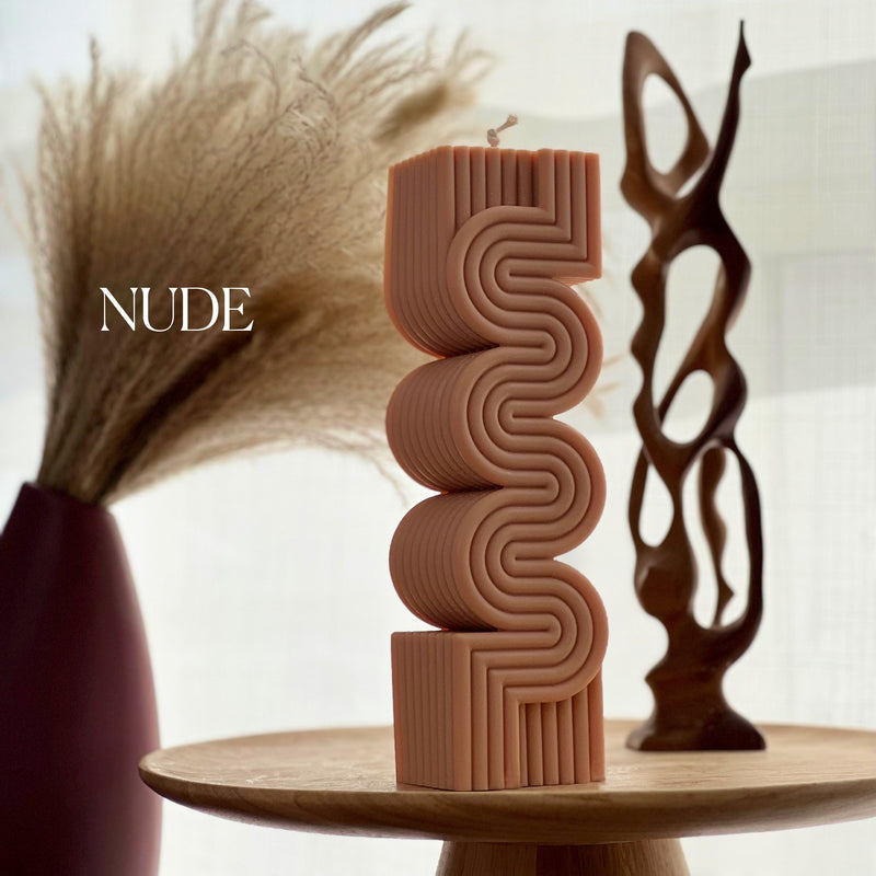 Large Ribbed Pillar Candle | Modern Soy Wax Candle, Home Decor-2
