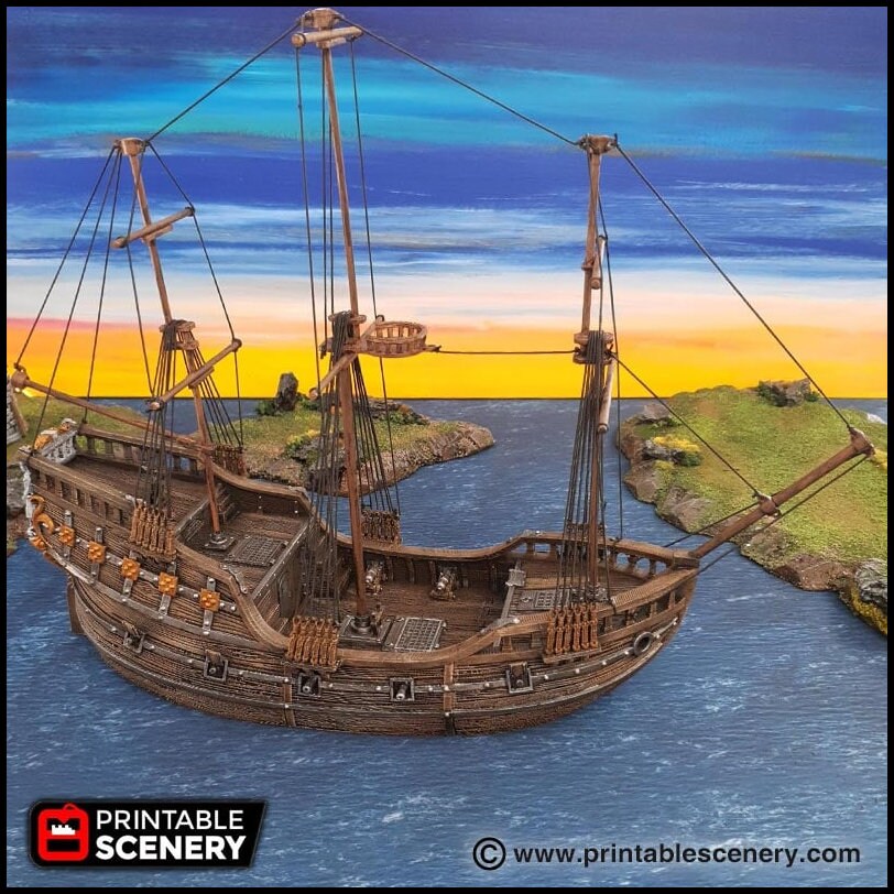 The Fluyt - The Lost Ships, DnD 5E, Pathfinder 2E 15mm 28mm 32mm, wargaming terrain, scatter scenery, D&D age of sail pirate-3