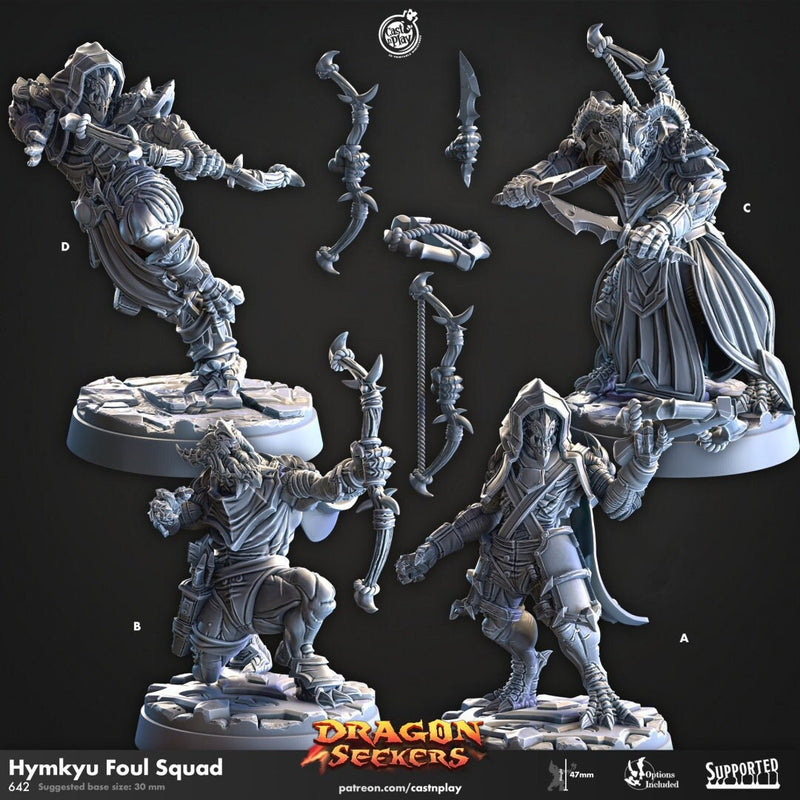 Hymkyu Foul Squad - Cast n Play Dragon Seekers | DnD Miniature | Dragonborn | Rogue, Ranger, Fighter, Assassin, Male, Ranged, Melee, Stealth-1
