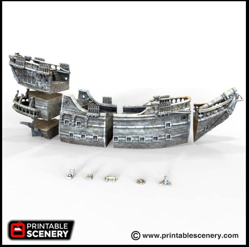 The Galleon - The Lost Ships, DnD 5E, Pathfinder 2E 15mm 28mm 32mm, wargaming terrain, scatter scenery, D&D age of sail pirate-5