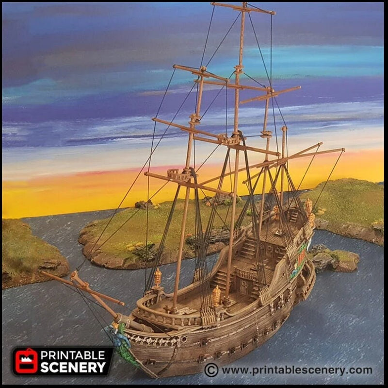 The Galleon - The Lost Ships, DnD 5E, Pathfinder 2E 15mm 28mm 32mm, wargaming terrain, scatter scenery, D&D age of sail pirate-1