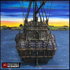 The Black Ship - The Lost Ships, DnD 5E, Pathfinder 2E 15mm 28mm 32mm, wargaming terrain, scatter scenery, D&D age of sail pirate-2