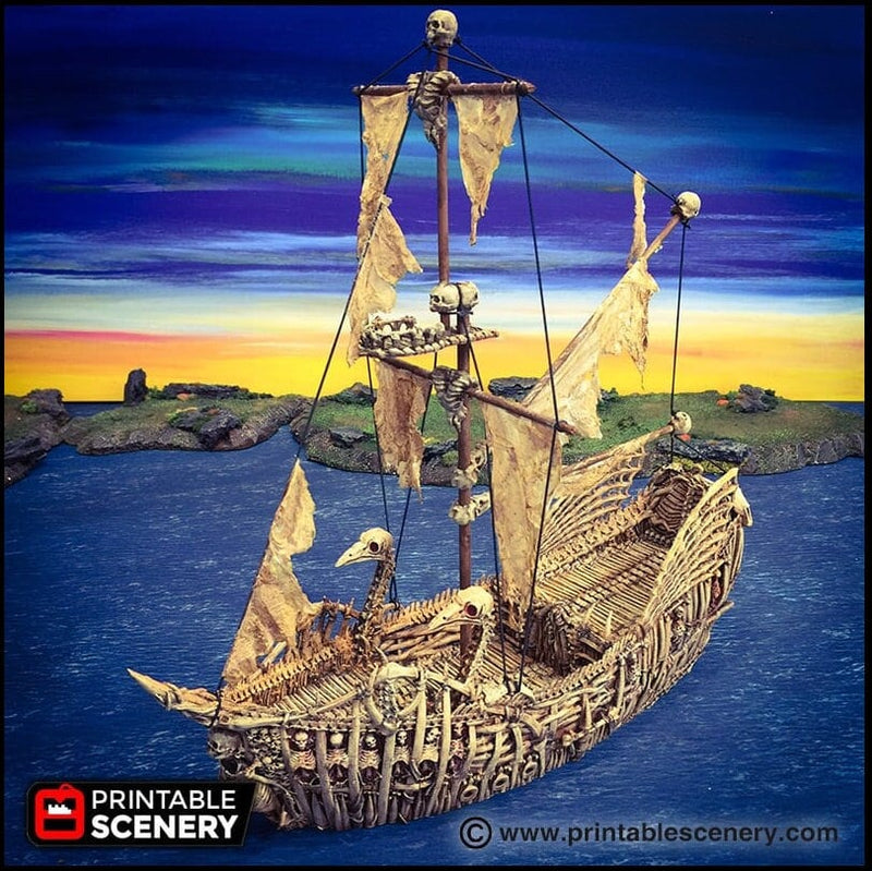 The Undead Fluyt - The Lost Ships, DnD 5E, Pathfinder 2E 15mm 28mm 32mm, wargaming terrain, scatter scenery D&D age of sail pirate-1
