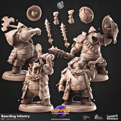 Boarding Party - Cast n Play Huppus Space Mercenaries | DnD Miniature | Giff | Hippo | Fighter | Paladin | Cleric, Barbarian, Warrior, Melee-1