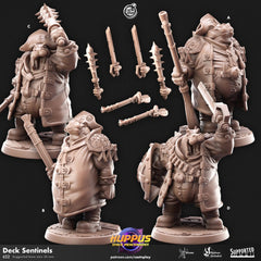 Deck Sentinels - Cast n Play Huppus Space Mercenaries | DnD Miniature | Giff | Hippo | Fighter | Paladin | Cleric, Barbarian, Warrior, Melee-1