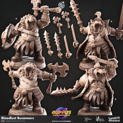 Bloodlust Buccaneers - Cast n Play Huppus Space Mercenaries | DnD Miniature | Giff, Hippo, Fighter, Barbarian, Melee, Cleric, Paladin, Tank-1