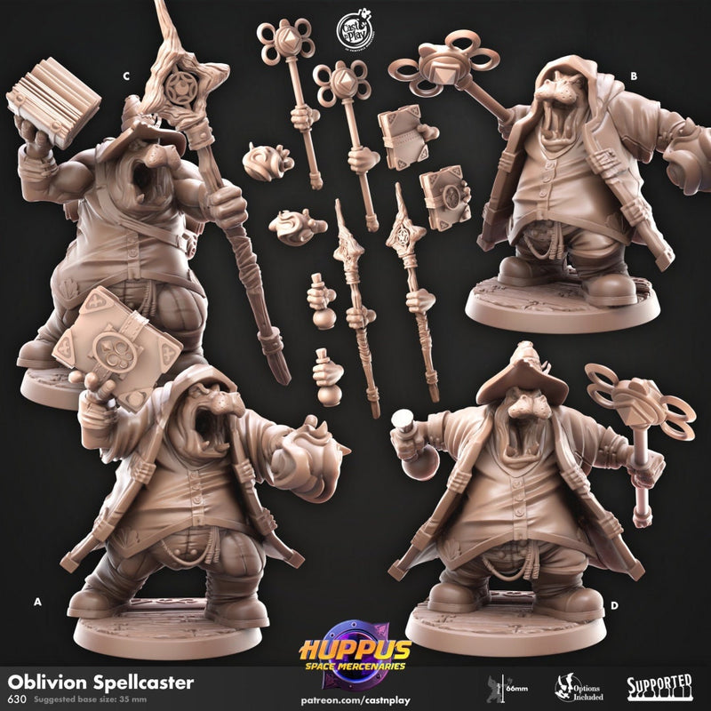 Oblivion Spellcasters - Cast n Play Huppus Space Mercenaries | DnD Miniature Giff, Hippo, Wizard, Sorcerer, Warlock, Cleric, Magic, Summoner-1