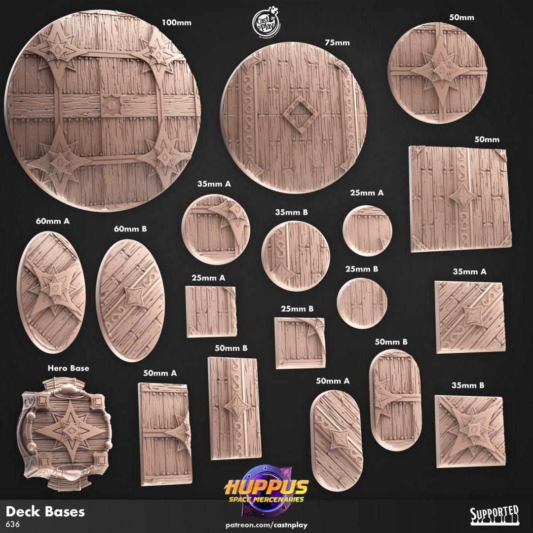 Deck Bases - Resin Miniature Bases - CnP | DnD Miniature | 25mm | 30mm | 35mm | 50mm | 60mm, Basing | Base | Mini | Pathfinder-1