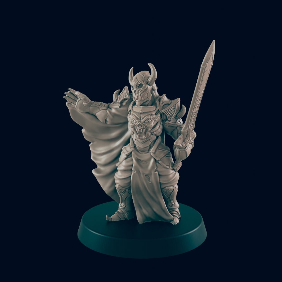 Death Knight DnD miniature - EC3D, | Monster | 5E | Undead | Demon | 32mm | Pathfinder | Fantasy | Necromancer | Skeleton | Melee | 28mm-1