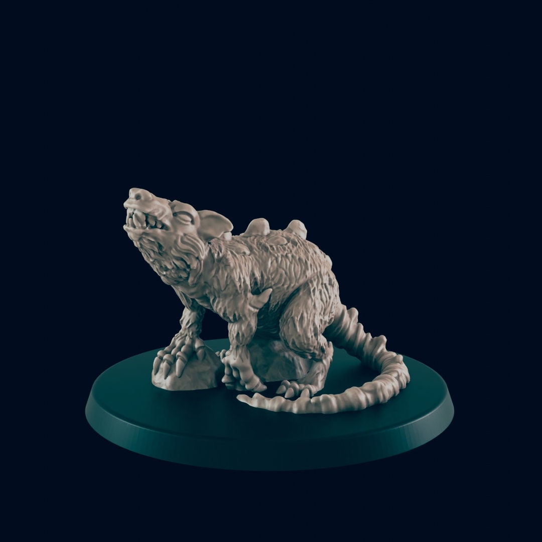 Giant Rat - EC3D, DnD Miniature | Animal | Monster| 5E | Large | Cavern | Fantasy | Underground | Druid Form | 28mm | Underdark-1