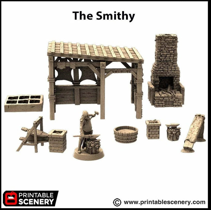 The Smithy - King and Country, DnD, Pathfinder, 15mm, 28mm, 32mm, wargaming terrain, scatter scenery D&D medieval castle-6