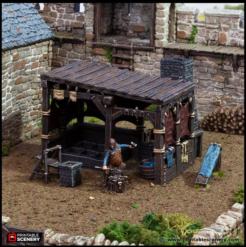 The Smithy - King and Country, DnD, Pathfinder, 15mm, 28mm, 32mm, wargaming terrain, scatter scenery D&D medieval castle-1