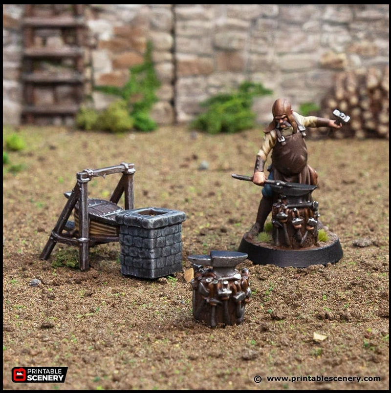 The Smithy - King and Country, DnD, Pathfinder, 15mm, 28mm, 32mm, wargaming terrain, scatter scenery D&D medieval castle-2