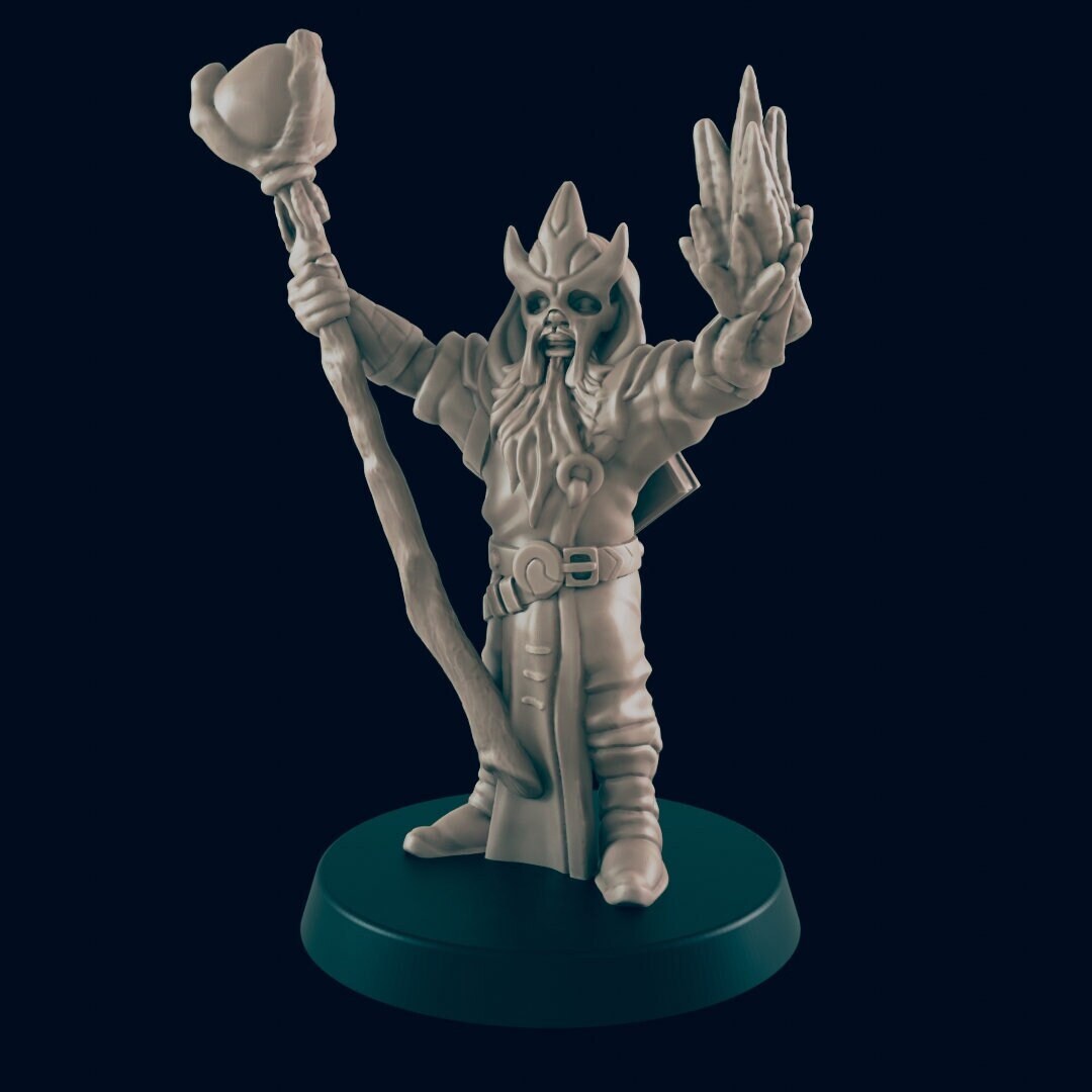 Evil Wizard - EC3D, DnD miniature | Monster | 5E | Human | Male | 28mm | Fantasy | Sorcerer | Necromancer | Magic | Warlock-1