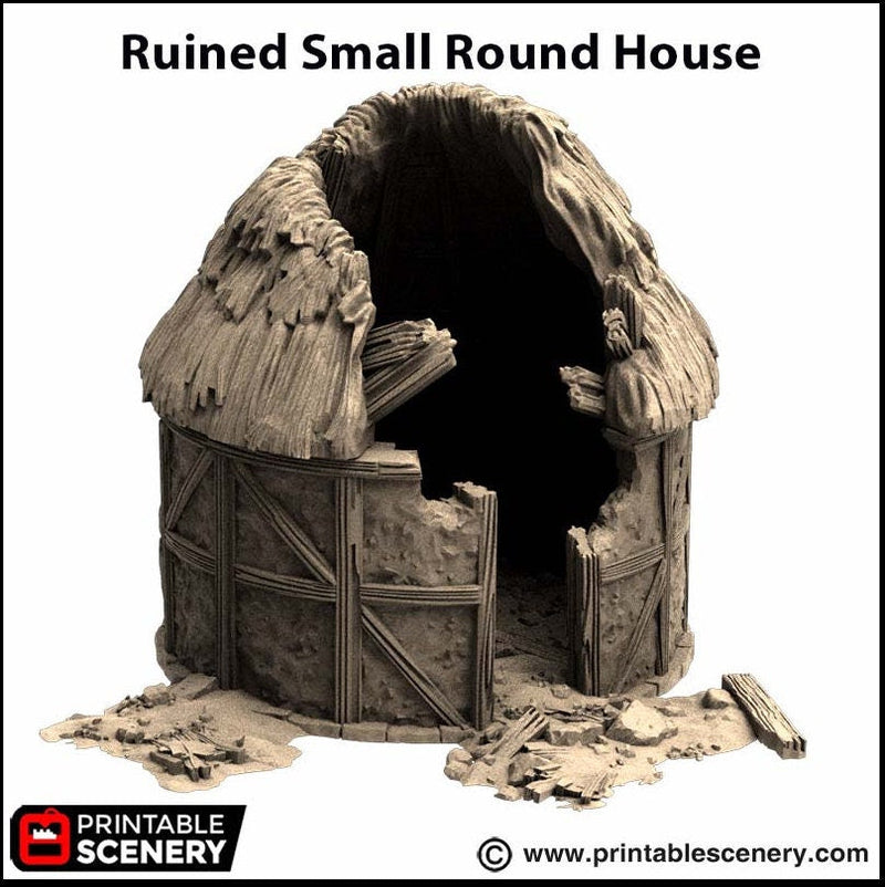 Ruined Small Round House - King and Country, DnD, Pathfinder, 15mm, 28mm, 32mm, wargaming terrain, scatter scenery D&D medieval-7