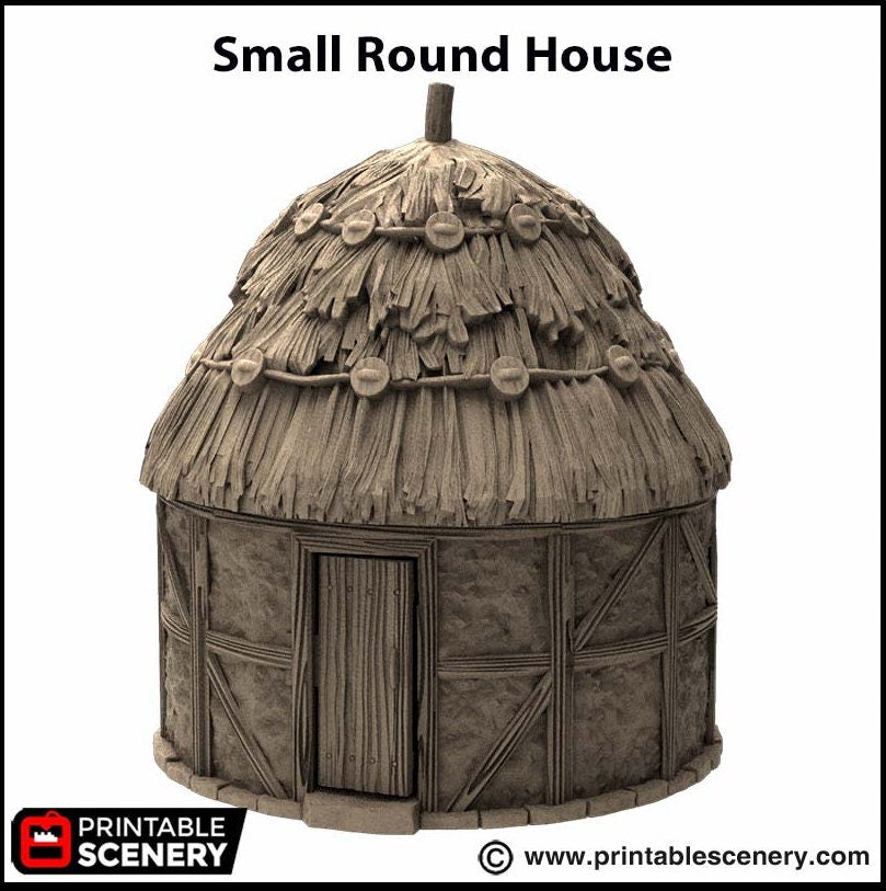 Small Round House - King and Country, DnD, Pathfinder, 15mm, 28mm, 32mm, wargaming terrain, scatter scenery D&D medieval-6