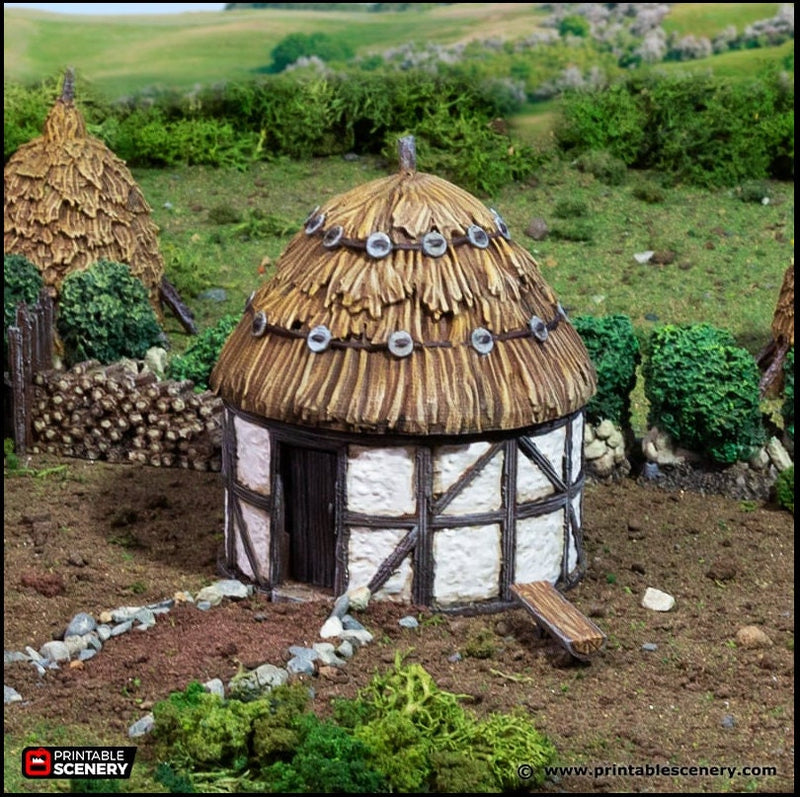Small Round House - King and Country, DnD, Pathfinder, 15mm, 28mm, 32mm, wargaming terrain, scatter scenery D&D medieval-2