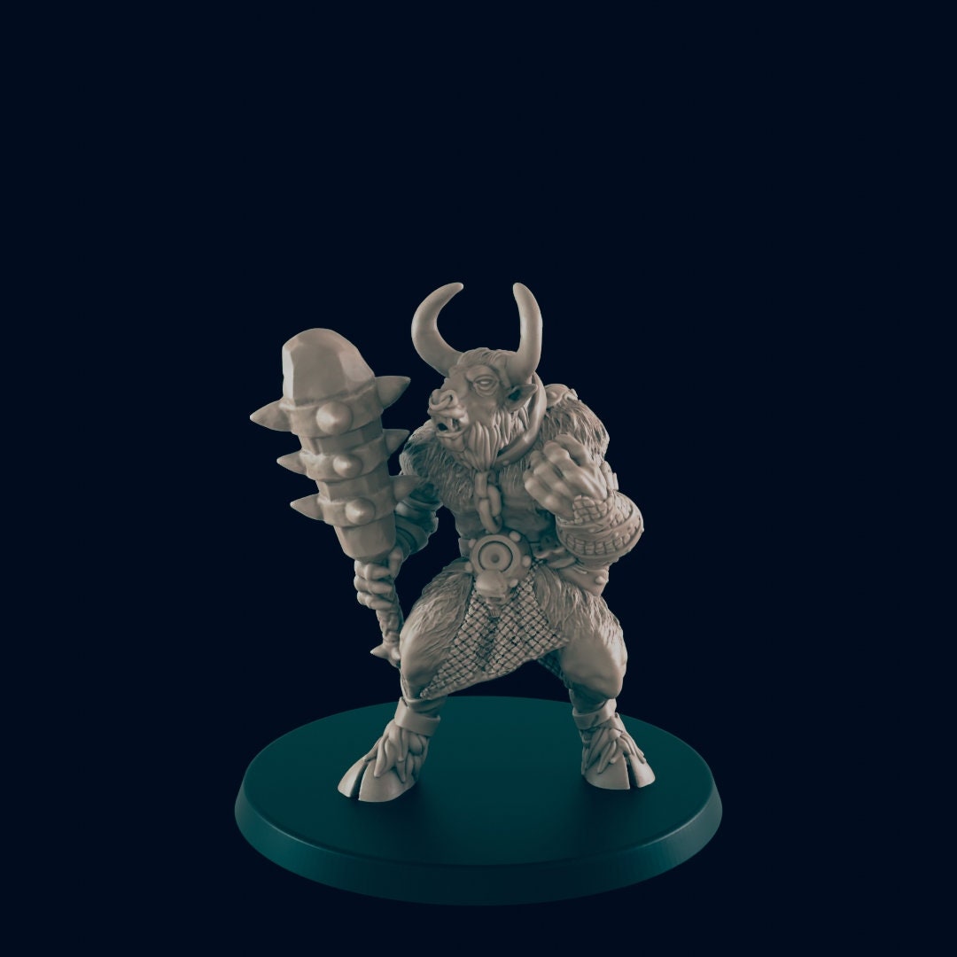 Minotaur - EC3D, DnD miniature | Monster | 5E | Melee | 28mm | Fantasy | Beastmen | Warrior | NPC | PC | Plains | Forest-1
