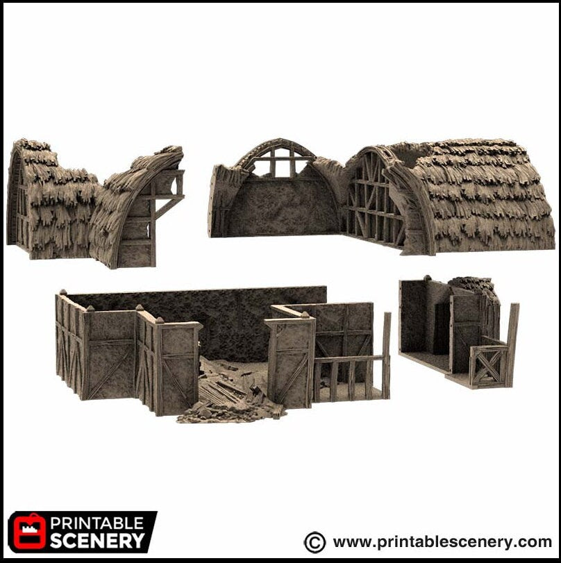 Ruined Country Stables - King and Country, DnD, Pathfinder, 15mm, 28mm, 32mm, wargaming terrain, scatter scenery D&D village-2