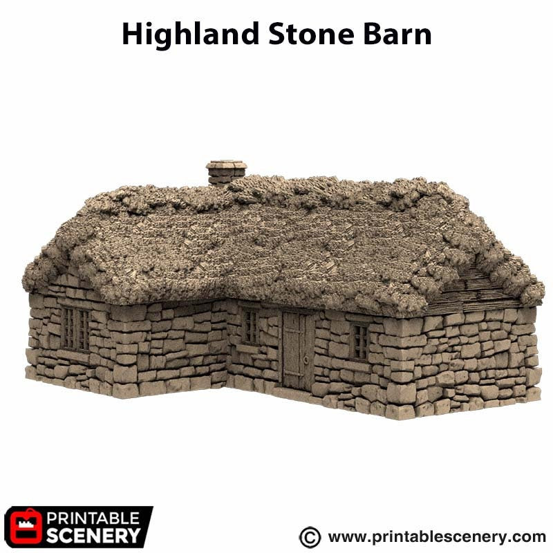 Highland Stone Barn - King and Country, DnD, Pathfinder, town, 28mm, 32mm, wargaming terrain, village, scatter scenery D&D medieval building-6