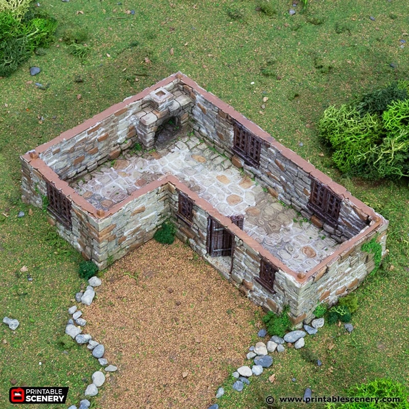 Highland Stone Barn - King and Country, DnD, Pathfinder, town, 28mm, 32mm, wargaming terrain, village, scatter scenery D&D medieval building-7