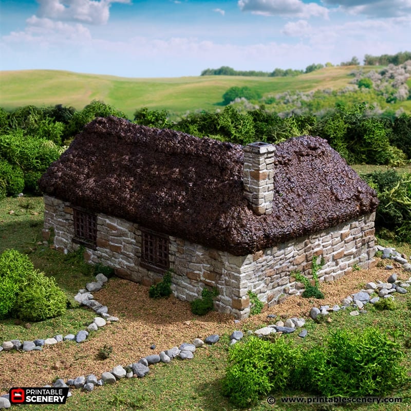 Highland Stone Barn - King and Country, DnD, Pathfinder, town, 28mm, 32mm, wargaming terrain, village, scatter scenery D&D medieval building-2