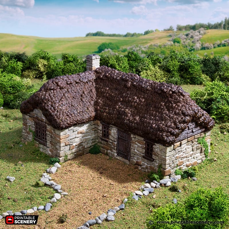 Highland Stone Barn - King and Country, DnD, Pathfinder, town, 28mm, 32mm, wargaming terrain, village, scatter scenery D&D medieval building-1