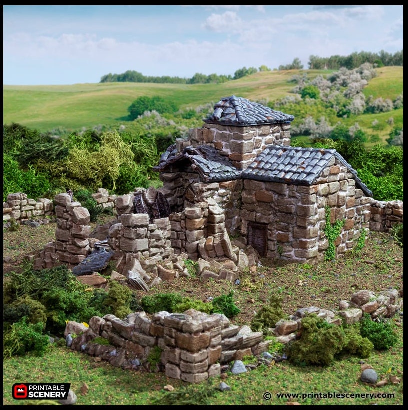 Ruined French Mausoleum - King and Country, dnd Medieval building, Graveyard, Crypt, Wargaming Terrain, Scatter scenery, 28mm 32mm 15mm-2