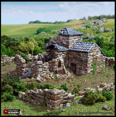 Ruined French Mausoleum - King and Country, dnd Medieval building, Graveyard, Crypt, Wargaming Terrain, Scatter scenery, 28mm 32mm 15mm-2